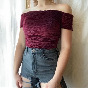 Urban Outfitters Off Shoulder Crop Top Fitted